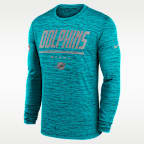 Miami Dolphins Sideline Team Issue Velocity Men's Nike Dri-FIT NFL Long-Sleeve T-Shirt