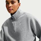 Haut court oversize à 1/4 de zip Nike Studio Fleece Medium Weight pour femme