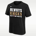 Playera de básquetbol Nike para niños en edad escolar New York Knicks 2026 Champions