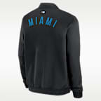Chamarra bomber de la MLB de cierre completo Nike para hombre Miami Marlins Authentic Collection Dugout
