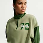 Nike Studio Fleece Medium Weight oversized cropped top met korte rits voor dames
