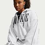 Sudadera con gorro cropped oversized de cierre completo para mujer Nike Studio Fleece Medium Weight