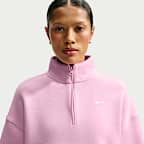 Nike Studio Fleece Medium Weight Women's Oversized 1/4-Zip Cropped Top