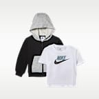 Conjunto de três peças Lifestyle com hoodie e t-shirt Nike para bebé (12–24 meses)