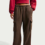 Pants cargo de tiro alto oversized para mujer Nike Studio Fleece Medium Weight
