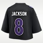 Jersey Nike de la NFL Game cropped Tundra para mujer Lamar Jackson Baltimore Ravens