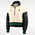 Sudadera de cuello redondo universitaria Nike oversized cropped de cierre de 1/4 para mujer Oregon Legacy
