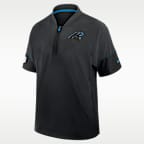 Chamarra de manga corta Nike de la NFL con gorro y medio cierre para hombre Carolina Panthers Sideline Coach