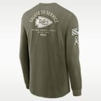Playera de manga larga Nike de la NFL para hombre Kansas City Chiefs Salute to Service