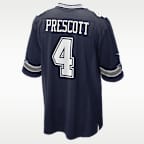 Jersey de juego Nike para hombre Dak Prescott Dallas Cowboys