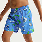 Conjunto de playera de manga larga y shorts para niño talla pequeña Nike Swim Breaker Logo Tape