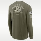 Playera de manga larga Nike de la NFL para hombre Cincinnati Bengals Salute to Service