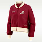 Alabama Academic Women's Nike College Oversized Cropped Full-Zip Bomber Jacket