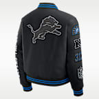 Chamarra universitaria Nike de la NFL de cierre a presión de largo completo para hombre Detroit Lions Rivalries Collection