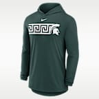Playera con gorro de manga larga universitaria Nike Dri-FIT para hombre Michigan State Primetime Pattern