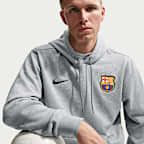 Sudadera con gorro sin cierre de futbol Nike de French Terry para hombre FC Barcelona Club