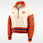 Clemson Legacy Women's Nike College Cropped Oversized 1/4-Zip Crew