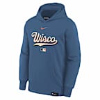 Milwaukee Brewers Authentic Collection City Connect Big Kids' Nike Therma-FIT MLB Pullover Hoodie