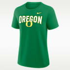 Playera universitaria Nike para mujer Oregon Arch Logo