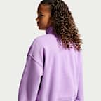 Playera oversized de cierre de 1/4 para niña talla grande Nike Sportswear Studio Fleece