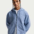 Fleecehuvtröja Nike Solo Swoosh med hel dragkedja för män