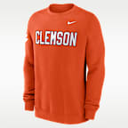 Sudadera de cuello redondo sin cierre universitaria Nike para hombre Clemson Sideline Club