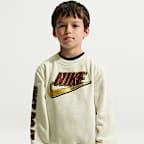 Conjunto de 2 piezas de sudadera de cuello redondo Frosted Futura para niños talla pequeña Nike Sportswear