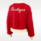 Ohio State Academic Women's Nike College Oversized Cropped Full-Zip Bomber Jacket