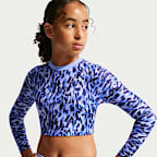 Conjunto de top cropped de manga larga y cintura alta para niña talla grande Nike Swim