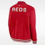 Chamarra bomber Nike de la MLB de cierre completo para hombre Cincinnati Reds Authentic Collection City Connect