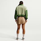 Nike Studio Fleece Medium Weight oversized cropped top met korte rits voor dames