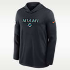 Playera de manga larga Nike Dri-FIT de la NFL con gorro para hombre Miami Dolphins Rivalries Collection Sideline