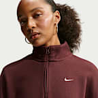 Nike Studio Fleece Medium Weight Women's Oversized 1/4-Zip Cropped Top