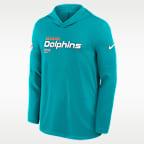Miami Dolphins Pure Fury Sideline Men's Nike Dri-FIT NFL Long-Sleeve Hooded Top