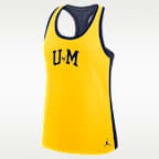 Camiseta de tirantes universitaria Dri-FIT con espalda deportiva marca Jordan para mujer Michigan