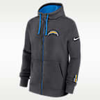 Los Angeles Chargers Playbook Page Club Men's Nike NFL Full-Zip Hoodie
