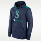 Sudadera con gorro sin cierre Nike Therma de la MLB para hombre Seattle Mariners Authentic Collection
