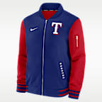 Texas Rangers Authentic Collection Dugout Men's Nike MLB Full-Zip Bomber Jacket