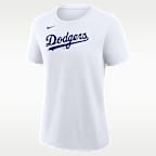 Playera Nike de la MLB para mujer Los Angeles Dodgers Wordmark