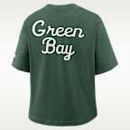 Playera Nike de la NFL para mujer Green Bay Packers Rewind Pocket Boxy