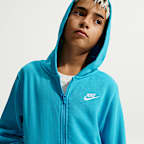 Sudadera con gorro de cierre completo de French Terry para niños talla grande Nike Club Fleece