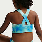 Conjunto de midkini + Hydroguard de manga larga para niña talla pequeña Nike Swim