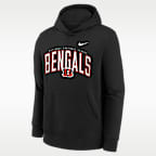 Sudadera de cuello redondo sin cierre Nike de la NFL para niños talla grande Cincinnati Bengals Essentials Club Logo Arch