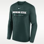 Playera universitaria de manga larga Nike Dri-FIT para hombre Michigan State Courtside Basketball Shootaround Legend