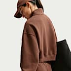 Haut court oversize à 1/4 de zip Nike Studio Fleece Medium Weight pour femme