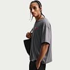 Camisola de malha de manga curta com corte a direito Nike Life para homem