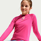Playera de manga larga Dri-FIT UV para niña talla grande Nike Swim Hydroguard