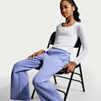 Pants con dobladillo abierto para niña Nike Sportswear Studio Fleece
