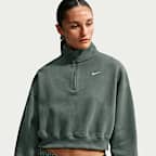 Nike Studio Fleece Medium Weight Women's Oversized 1/4-Zip Cropped Top