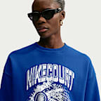 Playera oversized con estampado para mujer Nike Studio Fleece Medium Weight